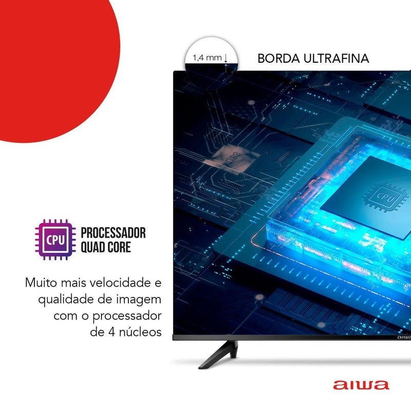 Smart TV AIWA 32” Android HD Borda Ultrafina HDR10 Dolby Áudio AWS-TV-32-BL-02-A