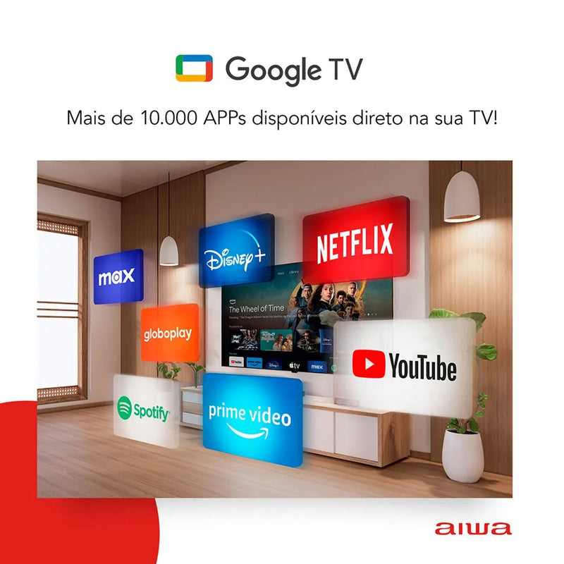 Smart TV AIWA 75” GOOGLE TV 4K Comando de voz Dolby Vision&Atmos AWS-TV-75-BL-01-G