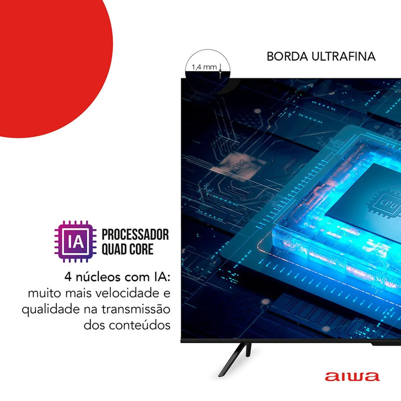 Smart TV AIWA 75” GOOGLE TV 4K Comando de voz Dolby Vision&Atmos AWS-TV-75-BL-01-G