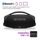 Caixa de Som Boombox Plus AIWA BBS-01-B 200W BT 30H IP66 USB Preto