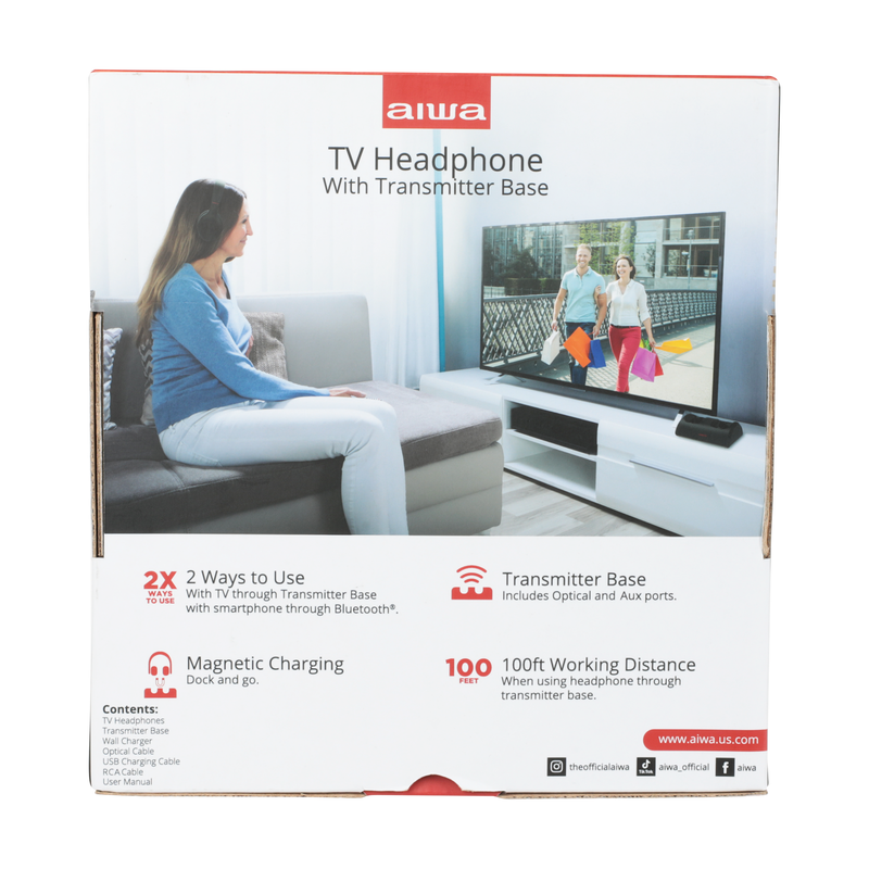 TV Headphone with Transmitter Base