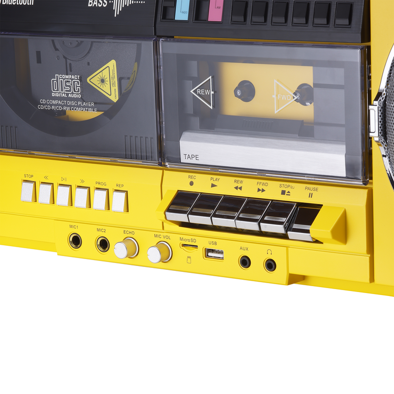 Retro Boombox with Cassette Player